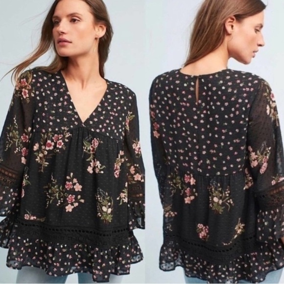 Anthropologie Maeve Steffy Boho Bell Sleeve Blouse Top - Picture 1 of 14